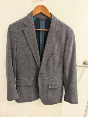 Forte Men's Gray Knit Sport Coat with Teal Trim